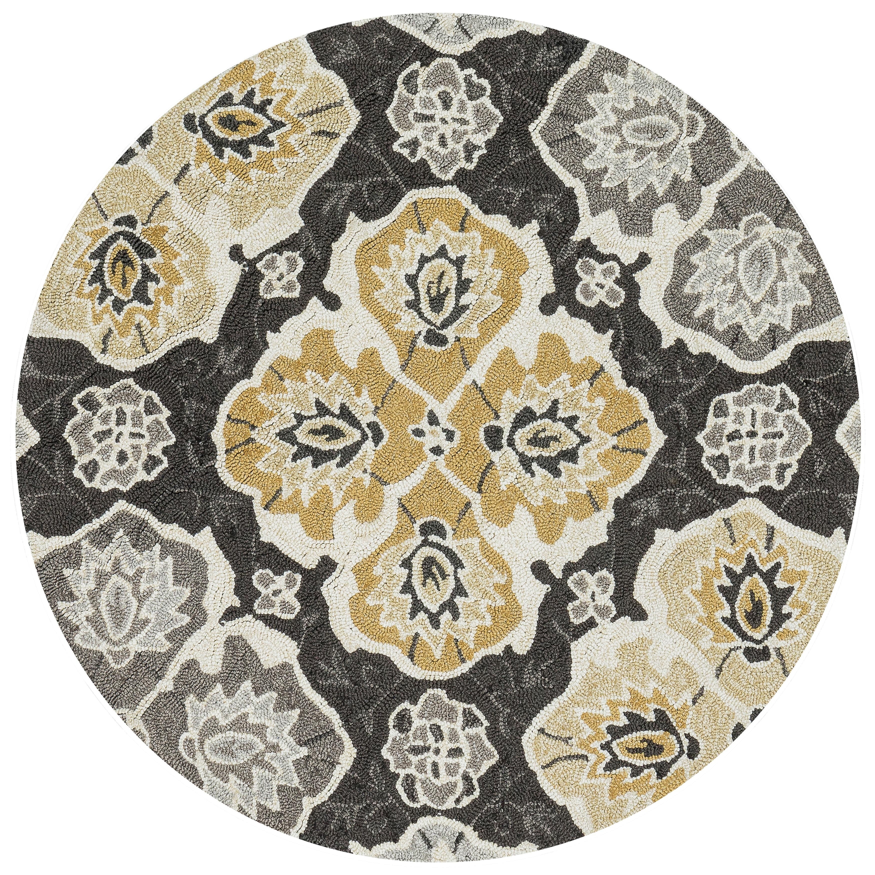 Hand hooked Charlotte Charcoal/ Multi Rug (3 Round)