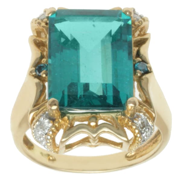 Michael Valitutti 14k Yellow Gold Emerald cut Paraiba Apatite and