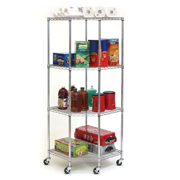 Seville Classics Chrome 4-tier Corner Wire Casters/ Wheels Shelving ...