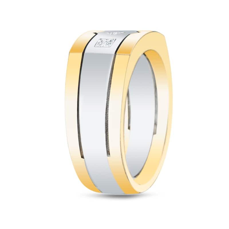 Men's 14k Two-Tone Gold 1/2ct. TW Satin Finish 3-Stone Diamond Wedding Band by Auriya