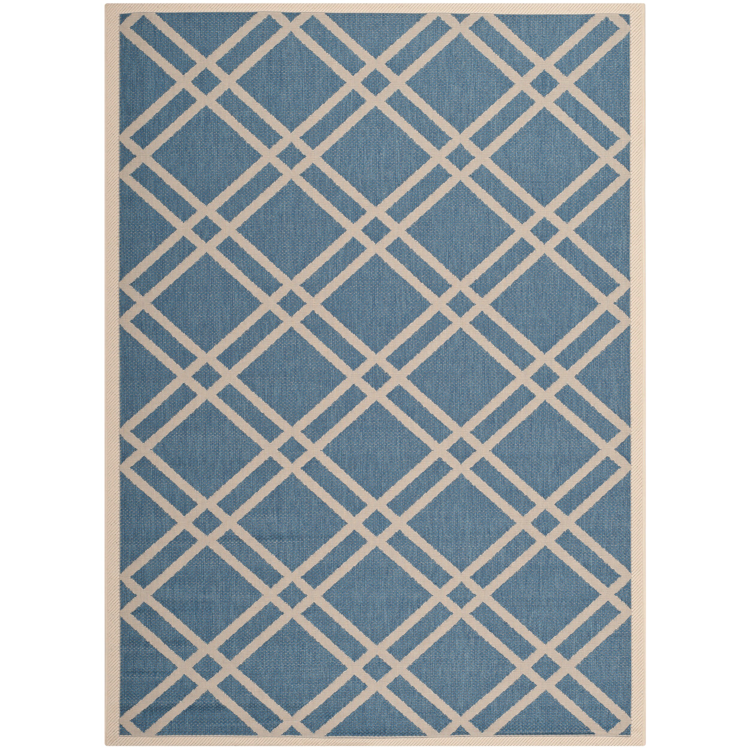Safavieh Indoor/ Outdoor Courtyard Crisscross pattern Blue/ Beige Rug (4 X 57)