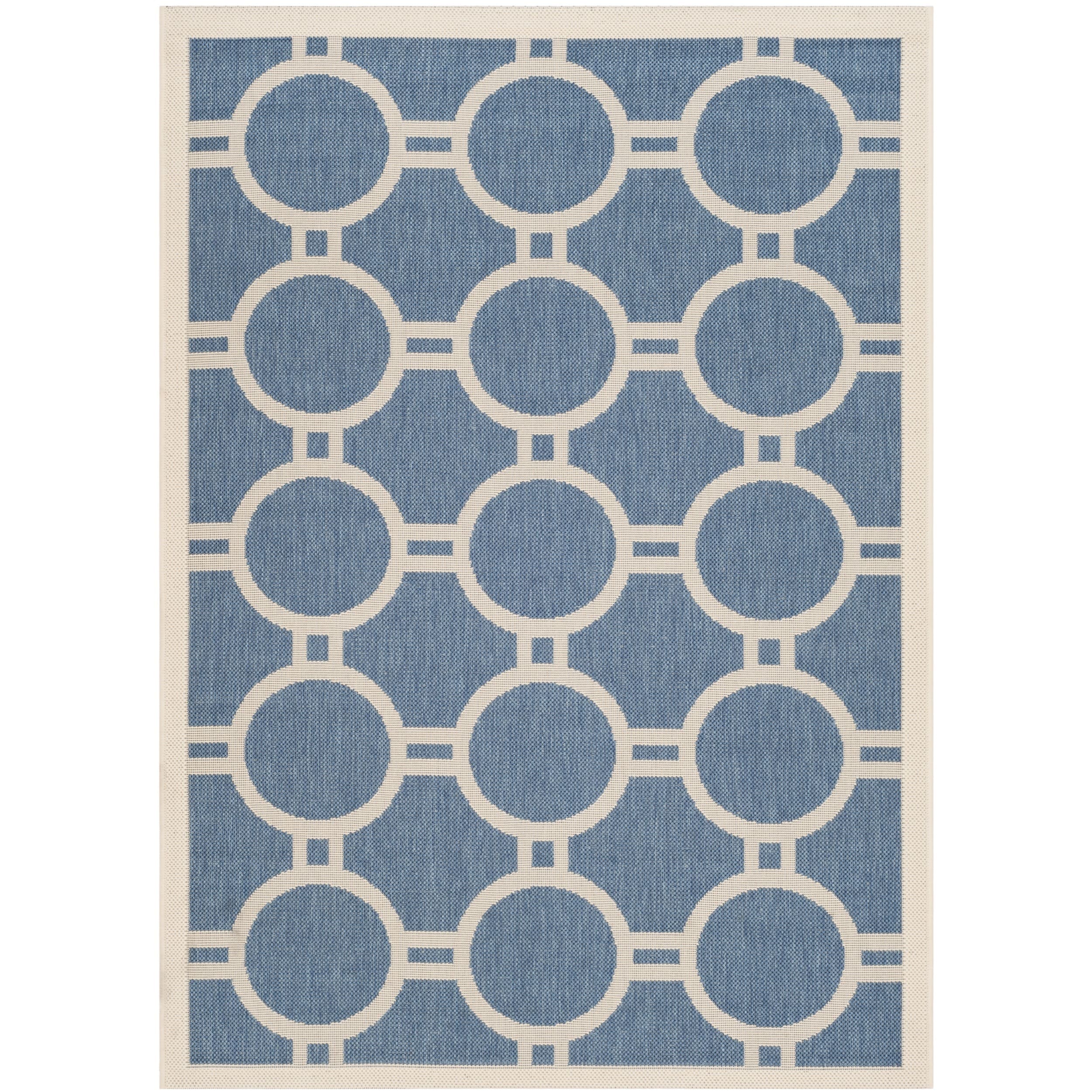Safavieh Indoor/ Outdoor Courtyard Circles pattern Blue/ Beige Rug (8 X 11)