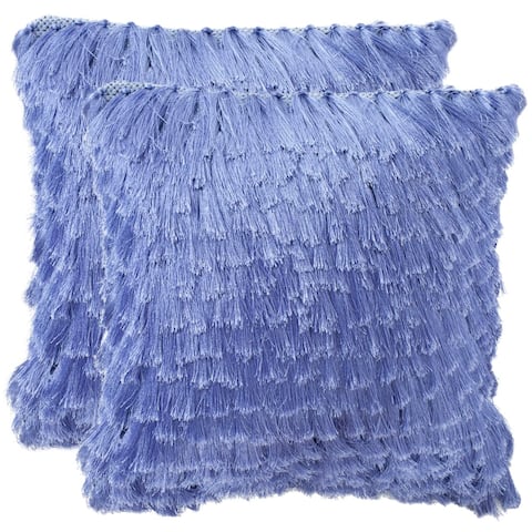 SAFAVIEH Cali Shag 18-inch Lilac Feather/ Down Decorative Shaggy Pillow (Set of 2)