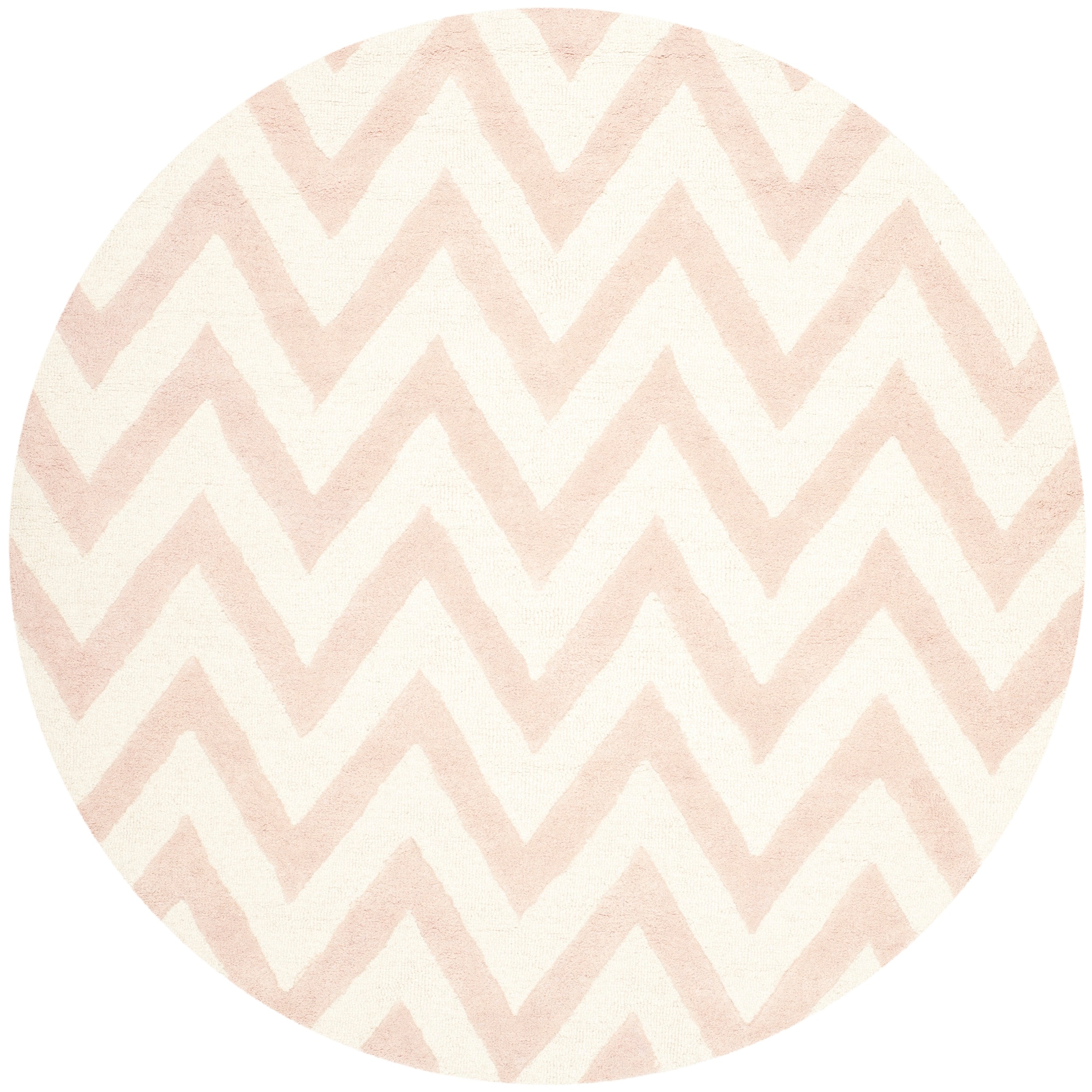 Safavieh Handmade Moroccan Cambridge Light Pink/ Ivory Wool Rug (6 Round)