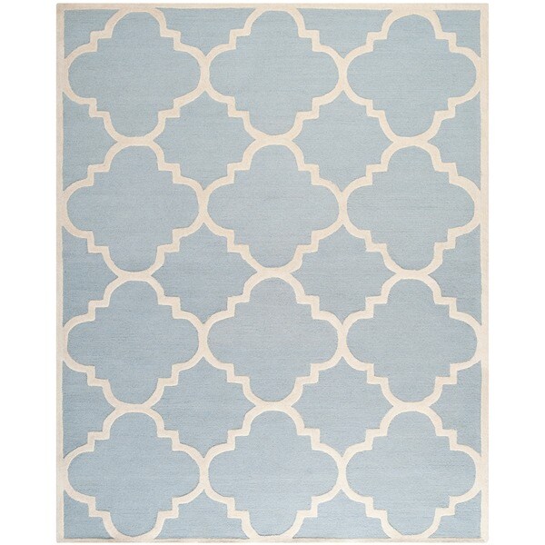 Safavieh Handmade Moroccan Cambridge Light Blue/ Ivory Wool Rug - 10' x 14'