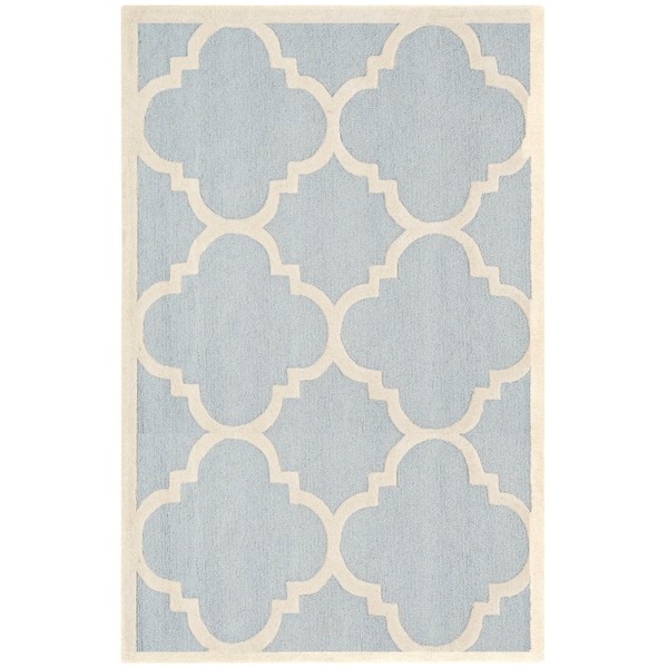 Safavieh Handmade Moroccan Cambridge Light Blue/ Ivory Wool Rug - 9' x 12'