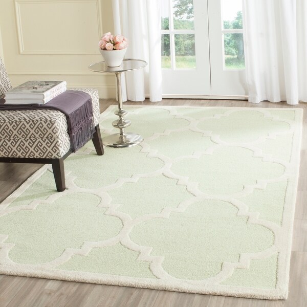 Safavieh Handmade Moroccan Cambridge Light Green/ Ivory Wool Rug - 9' x 12'