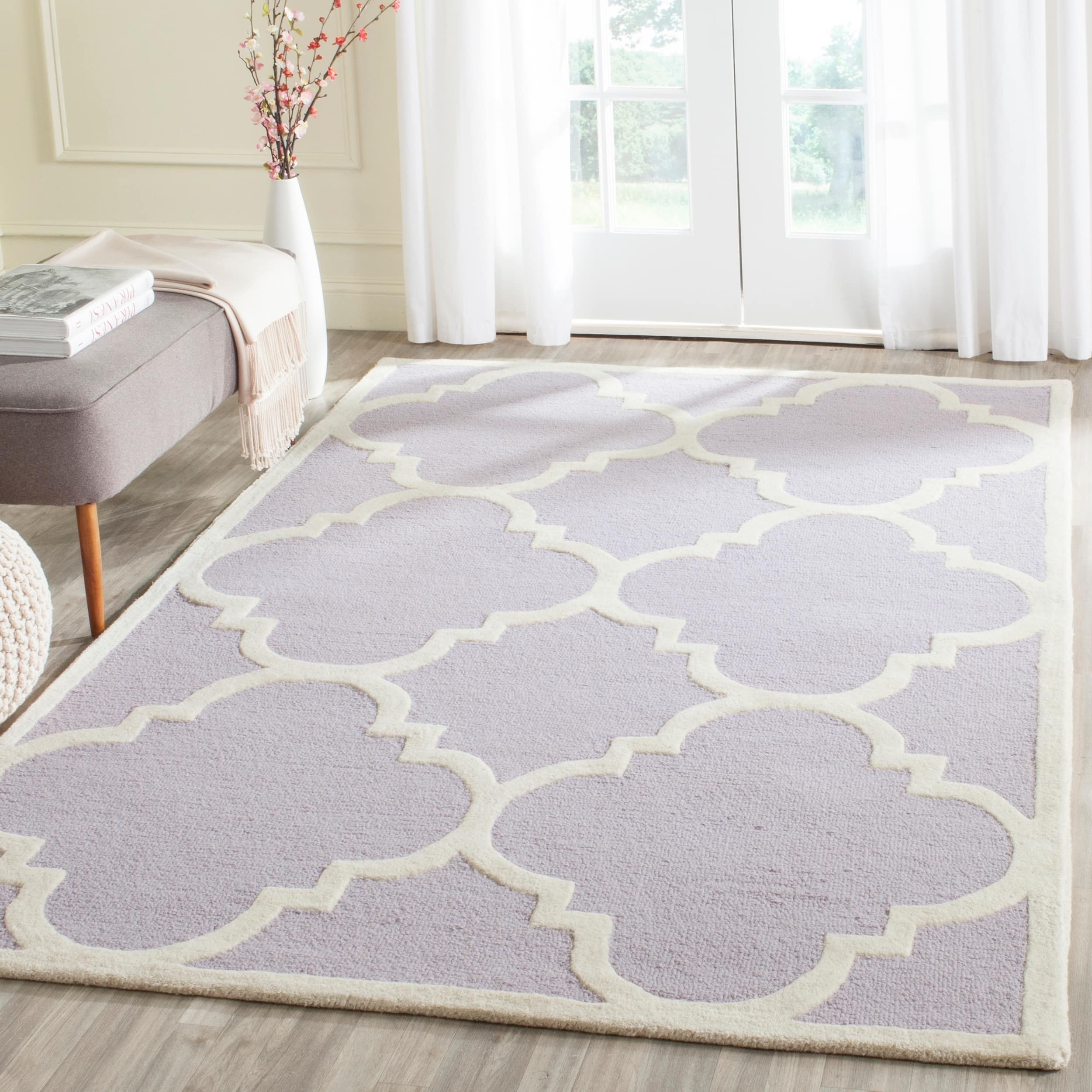 Safavieh Handmade Moroccan Cambridge Lavender/ Ivory Wool Rug (5 X 8)