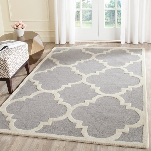 Safavieh Handmade Moroccan Cambridge Silver/ Ivory Wool Rug - 9' x 12'