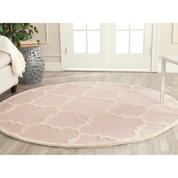 Safavieh Handmade Moroccan Cambridge Light Pink/ Ivory Wool Rug - 6' X 6' Round