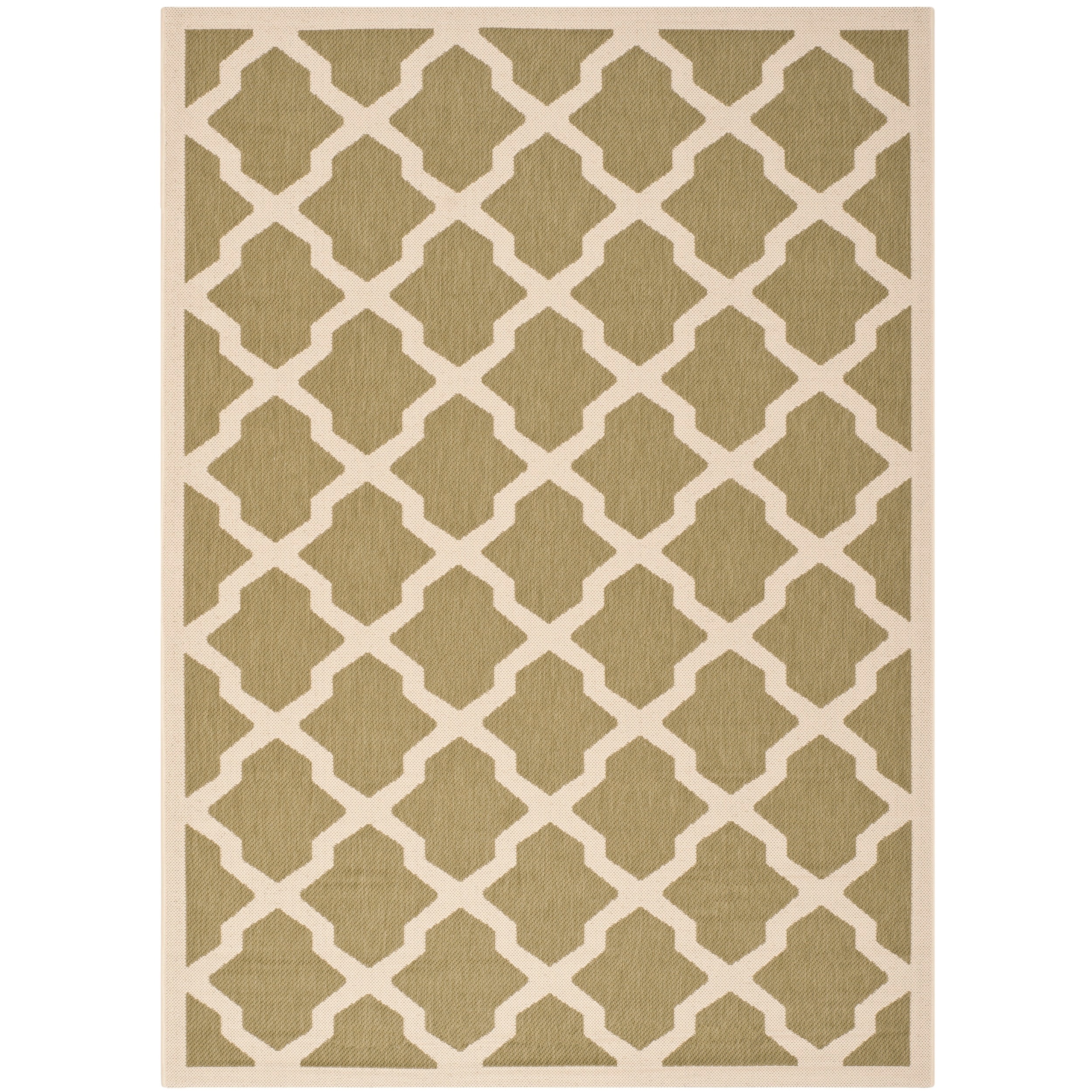 Safavieh Indoor/ Outdoor Courtyard Contemporary Green/ Beige Rug (4 X 57)