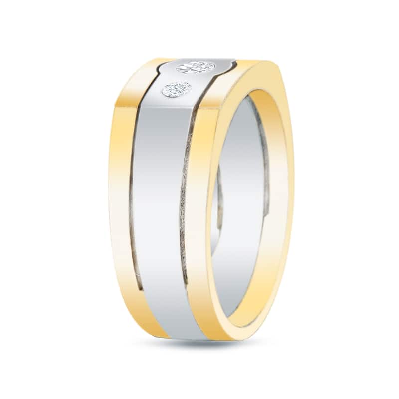 Men's 14k Two-Tone Gold 1/2ct. TW Satin Finish 3-Stone Diamond Wedding Band by Auriya