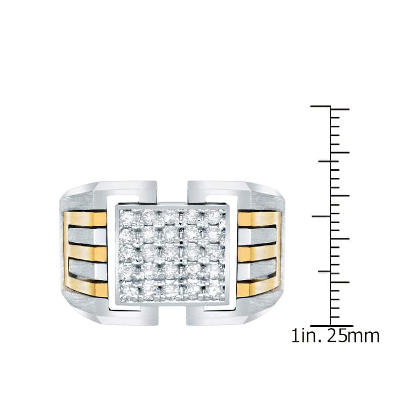 Auriya Men's 14k Gold 1/2ct TDW Satin Finish Diamond Bling Ring - Two-Tone