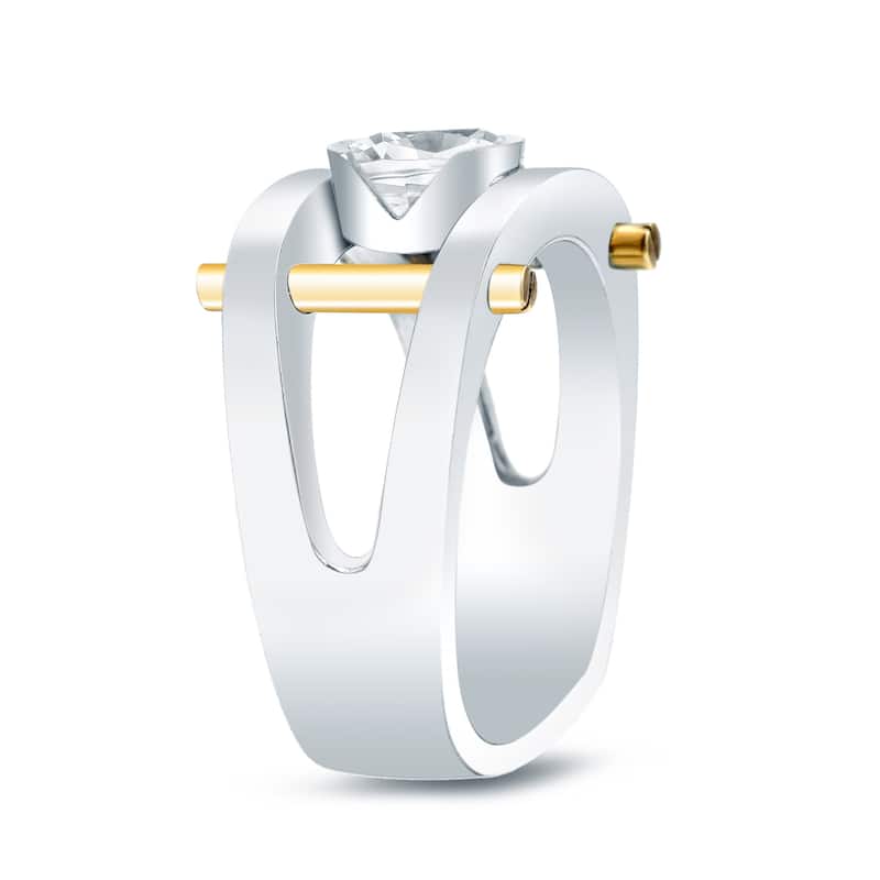 Auriya Men's 14k Gold 1ct TDW Diamond Bling Ring - Two-Tone