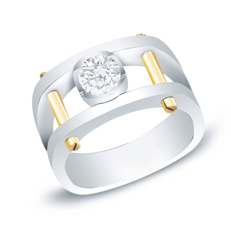 Auriya Men's 14k Gold 1ct TDW Diamond Bling Ring - Two-Tone