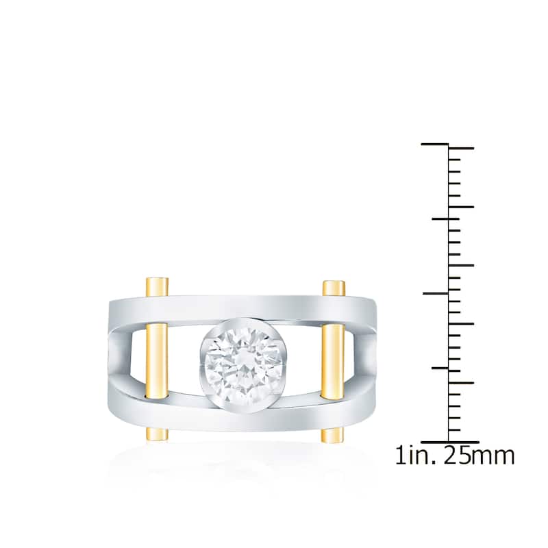 Auriya Men's 14k Gold 1ct TDW Diamond Bling Ring - Two-Tone