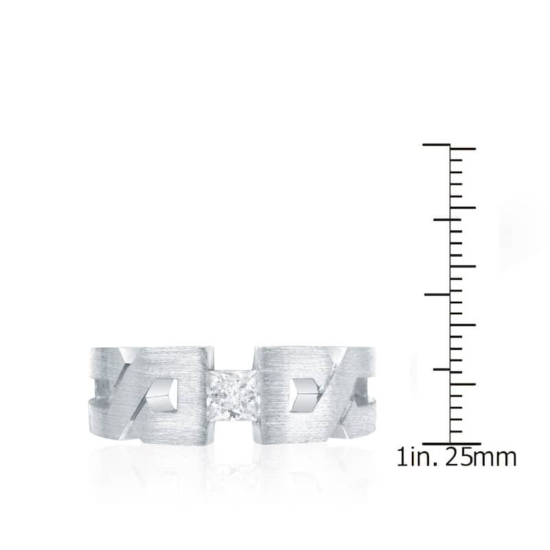 Men's 14k Gold 1/3ct TDW Satin X-Carved Diamond Wedding Band by Auriya