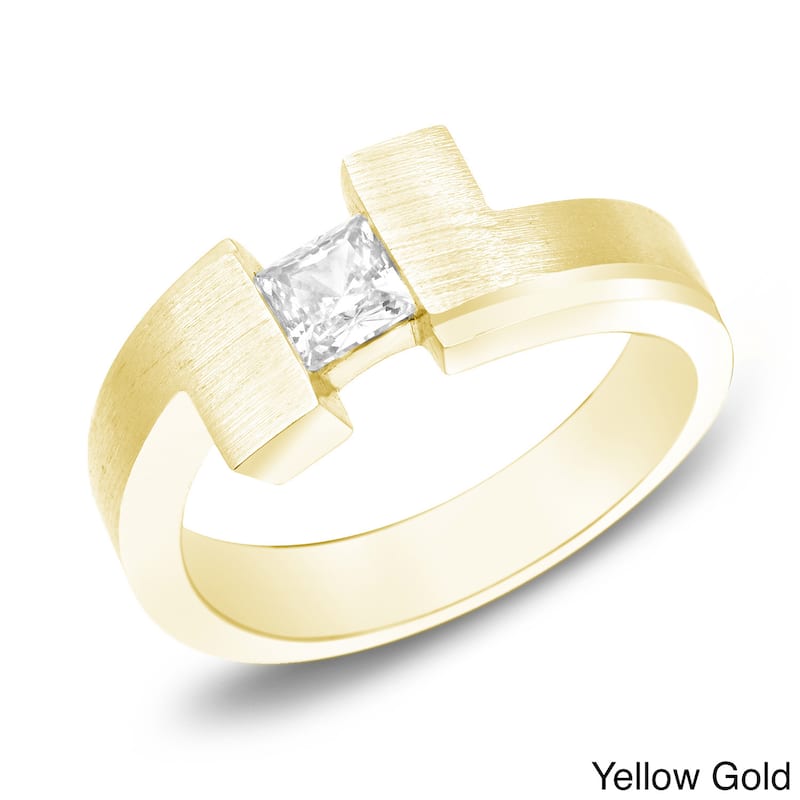 Men's 14k Gold 1/2ct TDW Satin Geometric Diamond Wedding Band by Auriya - 8 - Yellow