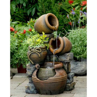 Multi Pots with Flower Pot Outdoor Water Fountain