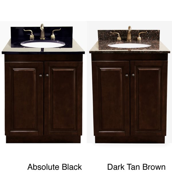Dark Walnut/ Natural Granite Top 24-inch Single Sink Bathroom Vanity - Free Shipping Today 