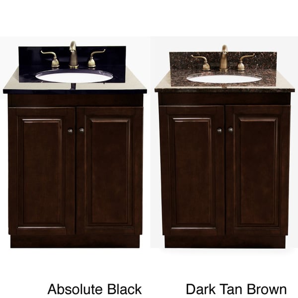 Shop Dark Walnut/ Natural Granite Top 24-inch Single Sink Bathroom Vanity - Overstock - 8225556