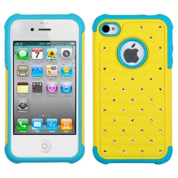 INSTEN Yellow/ Tropical Teal Lattice Phone Case Cover for Apple iPhone