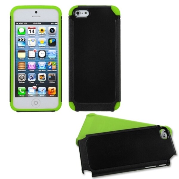 INSTEN Black/ Green Frosted Fusion Phone Case Cover for Apple iPhone 5