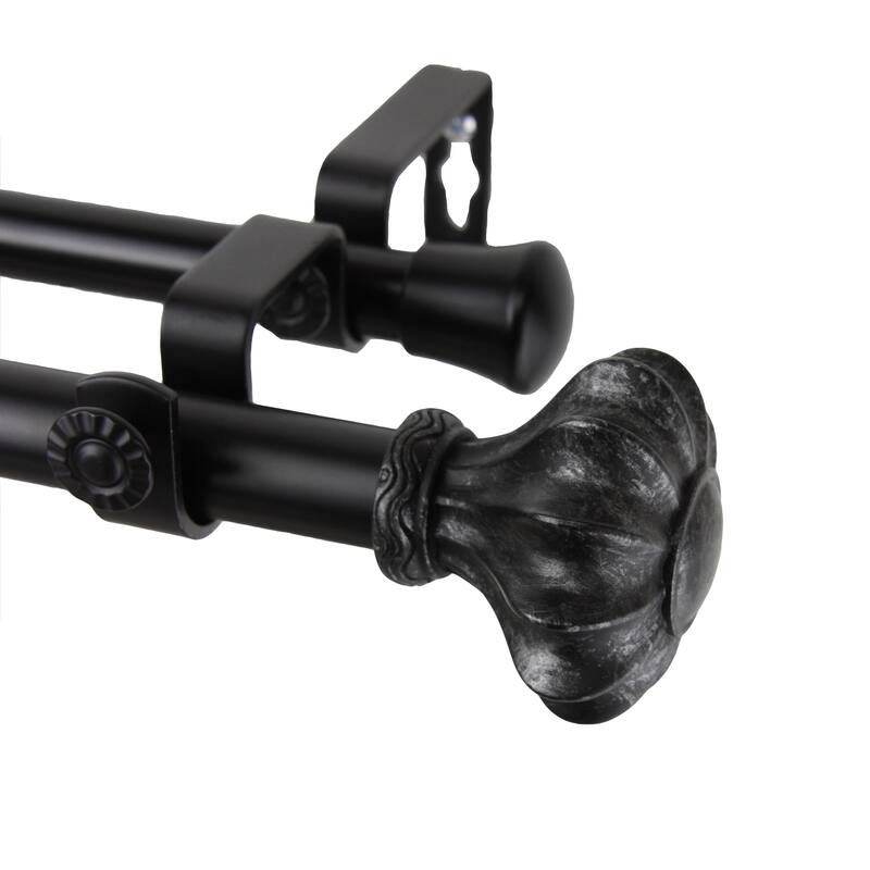 InStyleDesign Amor Adjustable Black Double Curtain Rod Set