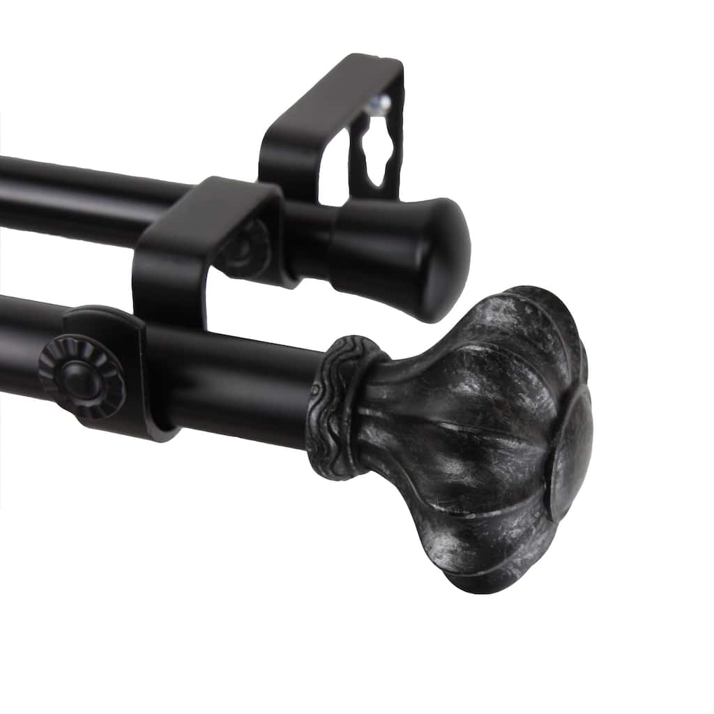 InStyleDesign Amor Adjustable Black Double Curtain Rod Set