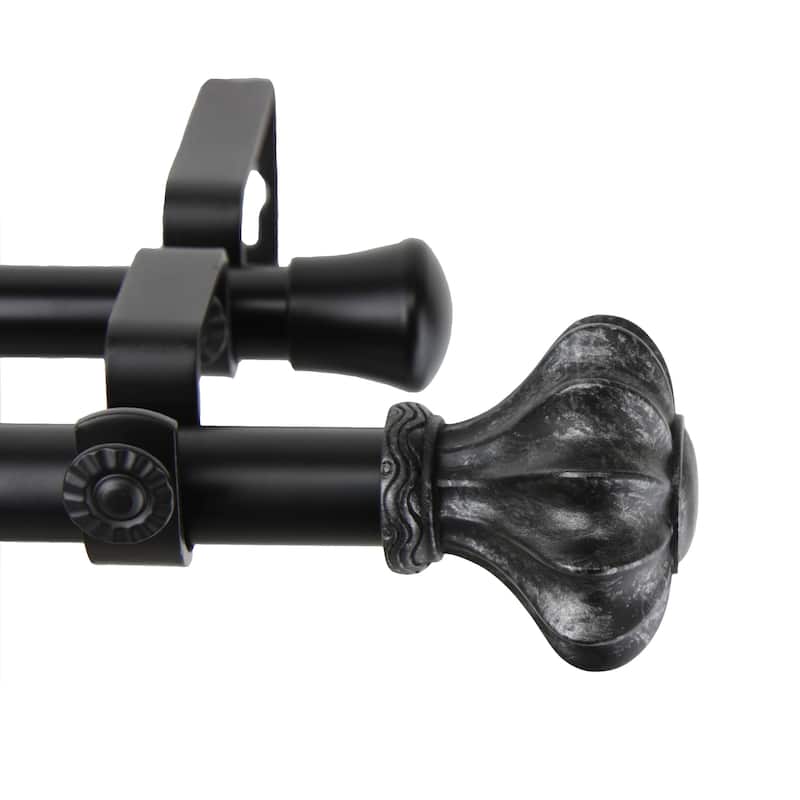 InStyleDesign Amor Adjustable Black Double Curtain Rod Set