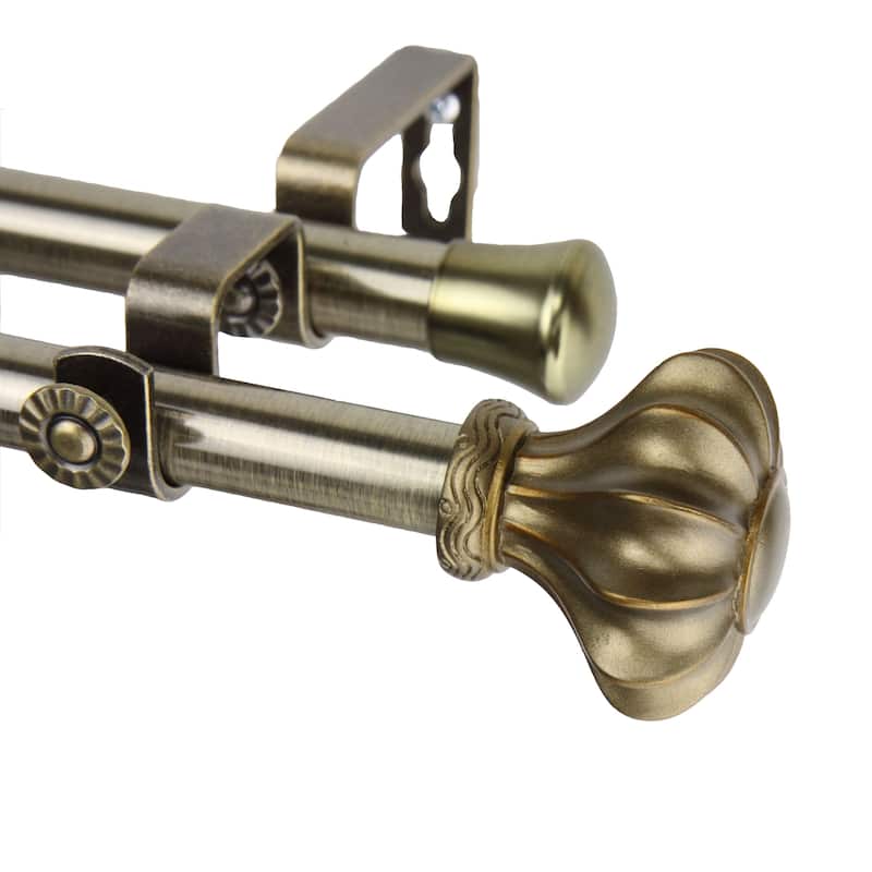 InStyleDesign Amor Adjustable Antique Brass Double Curtain Rod Set
