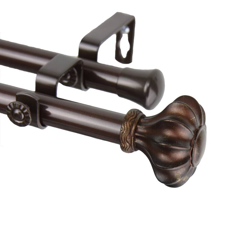 InStyleDesign Amor Adjustable Cocoa Double Curtain Rod Set