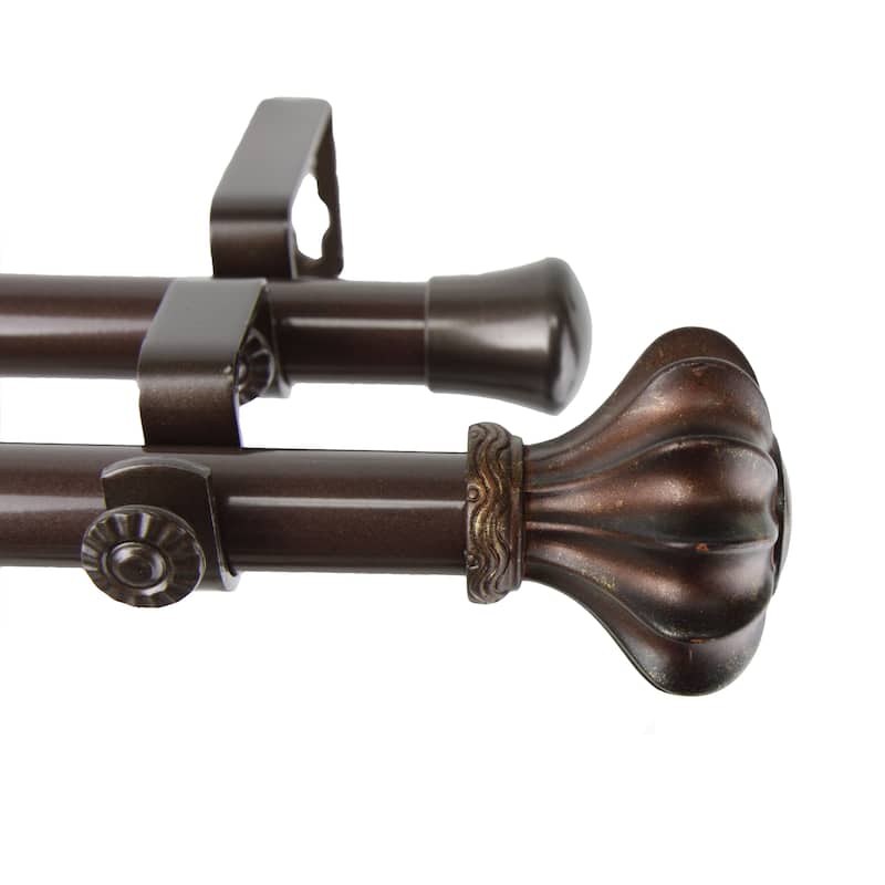 InStyleDesign Amor Adjustable Cocoa Double Curtain Rod Set