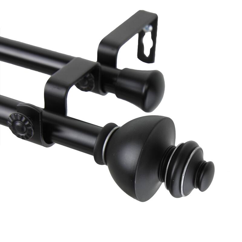InStyleDesign Monarch Adjustable Black Double Curtain Rod Set