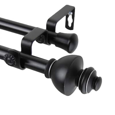 InStyleDesign Monarch Adjustable Black Double Curtain Rod Set