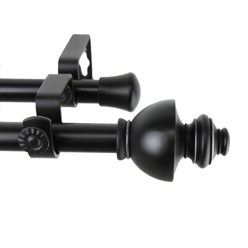 InStyleDesign Monarch Adjustable Black Double Curtain Rod Set