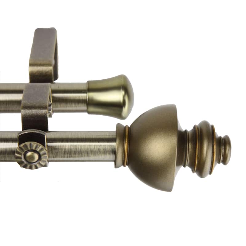 InStyleDesign Monarch Adjustable Antique Brass Double Curtain Rod Set