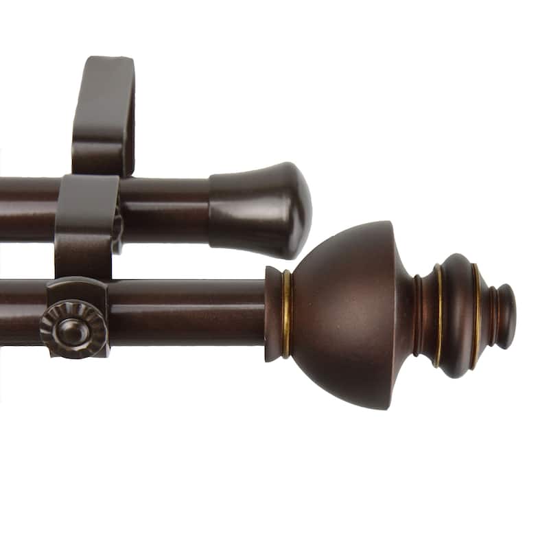InStyleDesign Monarch Adjustable Cocoa Double Curtain Rod Set