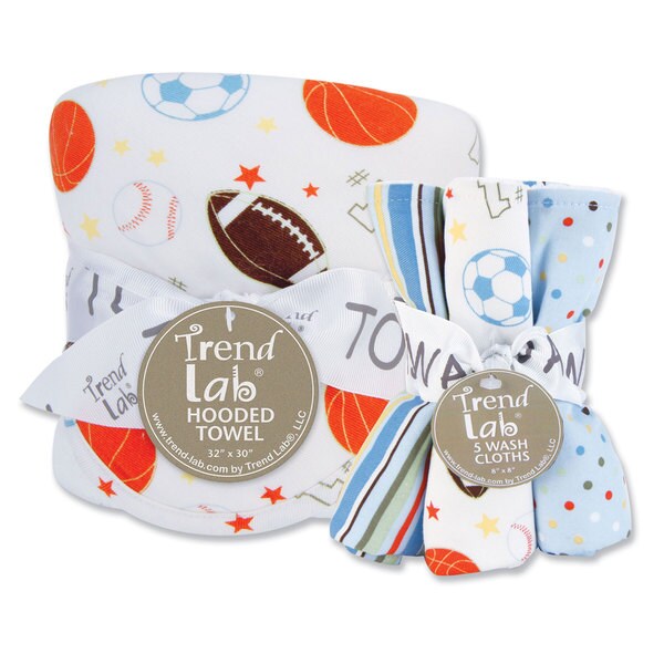 Trend Lab Little MVP 6piece Hooded Towel and Wash Cloth Set