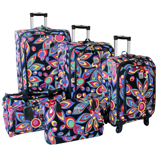 Shop Jenni Chan Wild Flower 5-piece 360 Quattro Spinner Luggage Set ...