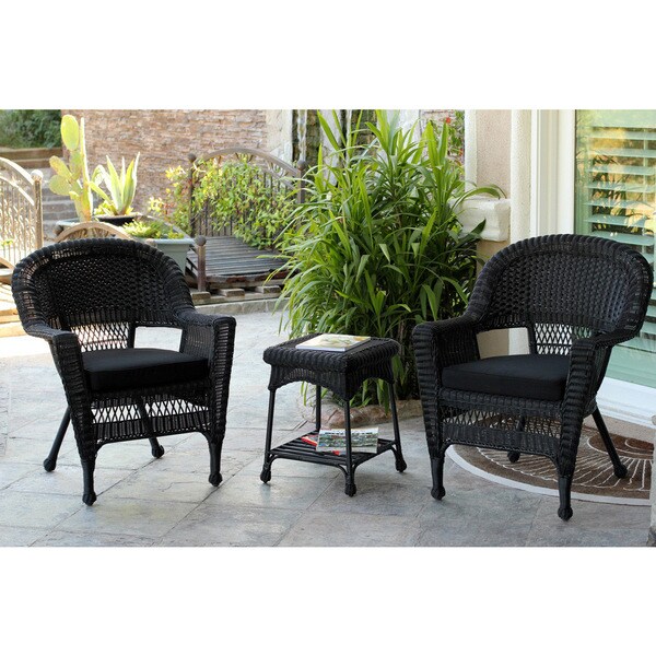 black wicker 3 piece bistro set