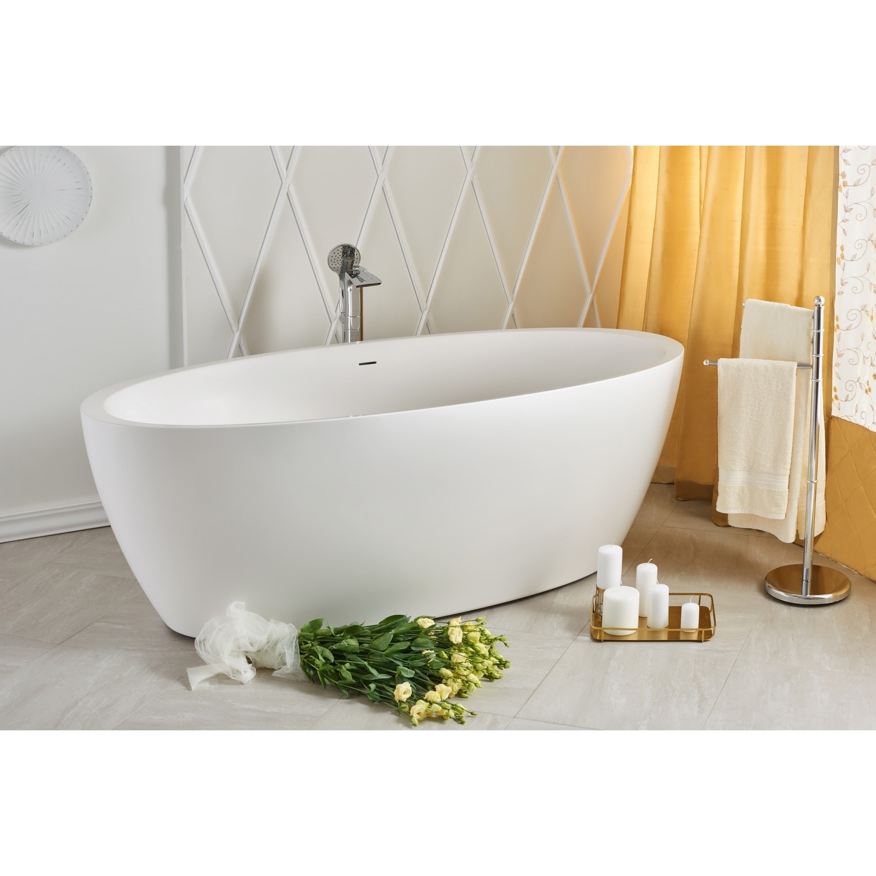 Aquatica Sensuality wht Freestanding Aquastone Bathtub