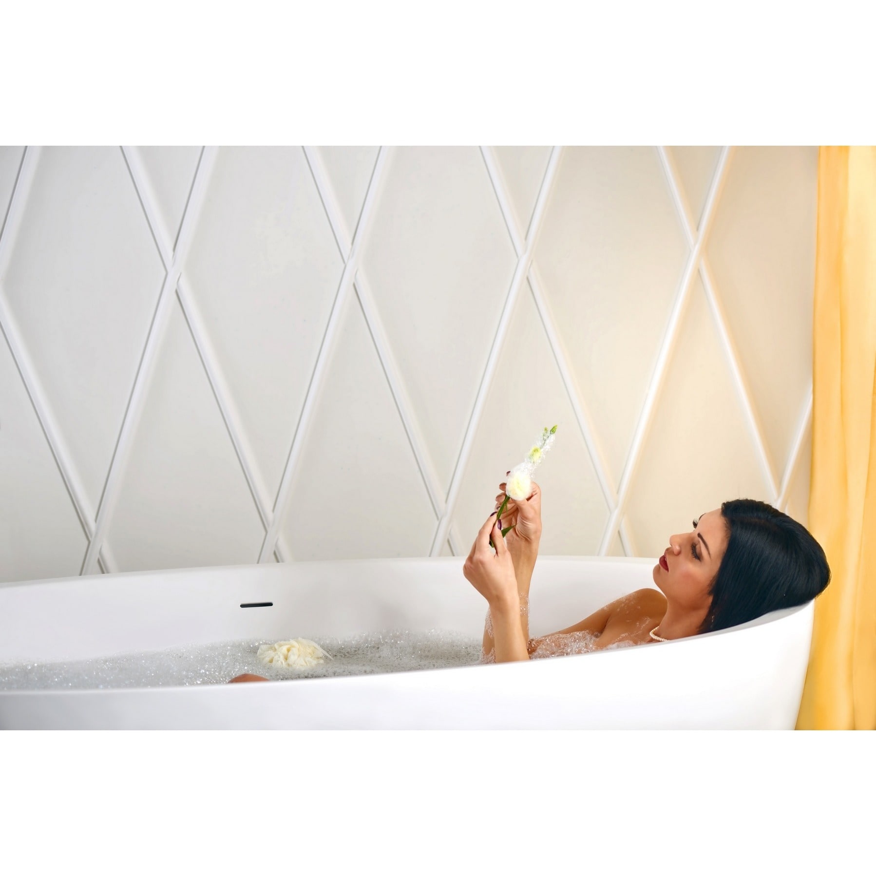 Aquatica Sens-Mini-F-Black-Wht Sensuality Mini Mini-F-Black-Wht  Freestanding Solid Surface Bathtub