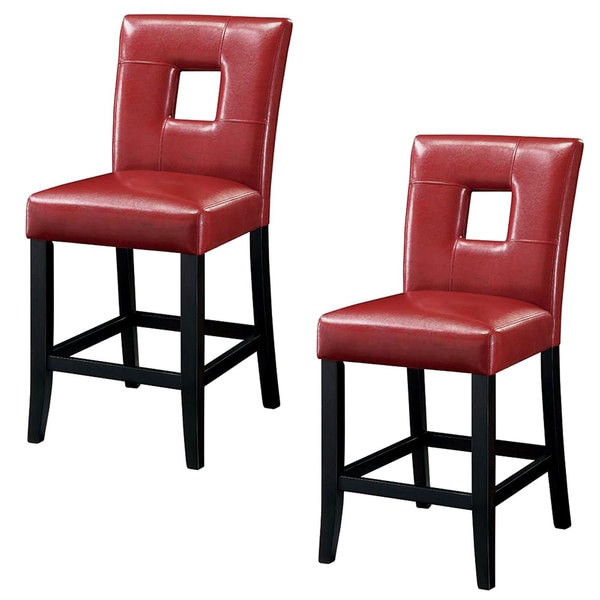 'Lillian' Bi cast Red Leatherette Counter Stools (Set of 2) Bar Stools