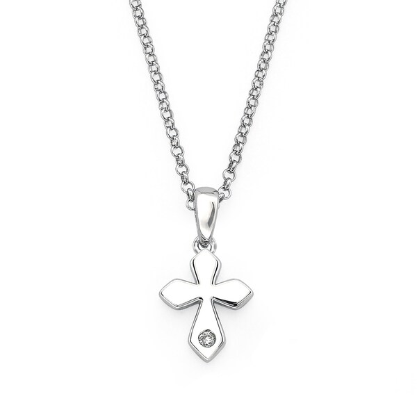 Little Diva Diamonds 925 Sterling Silver Diamond Accent Cross Pendant Necklace - N/A