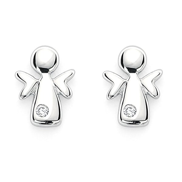 Little Diva Diamonds Sterling Silver Children's Angel Stud Earrings Little Diva Diamonds Diamond Earrings