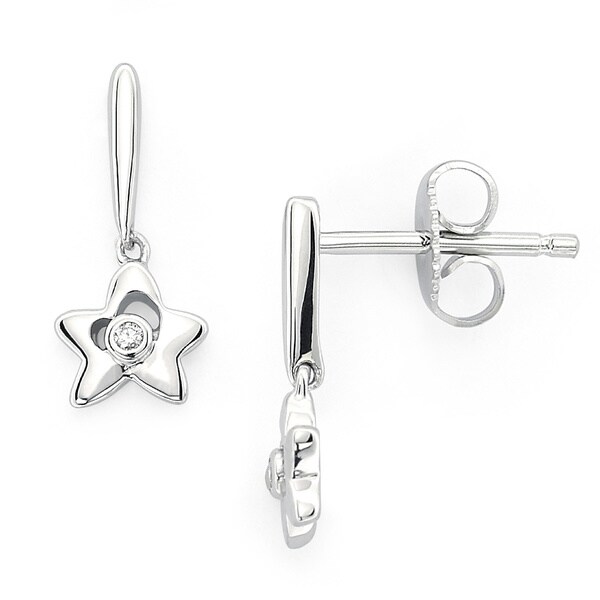 Little Diva Diamonds Girl's 925 Sterling Silver .02ct TDW Diamond Star Stud Earrings