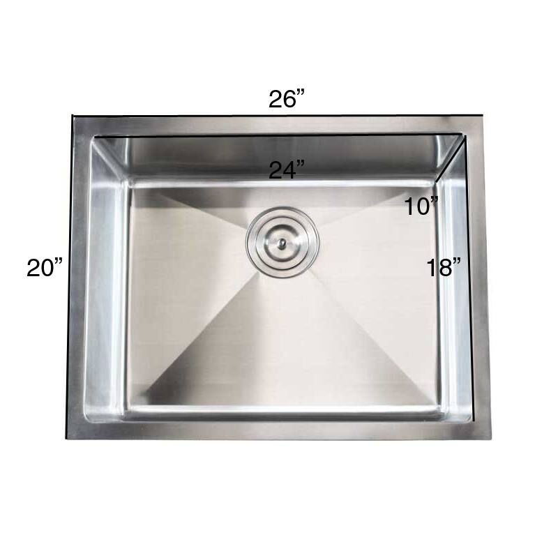 Stainless Steel Undermount Single Bowl 15mm Kitchen Sink - 26