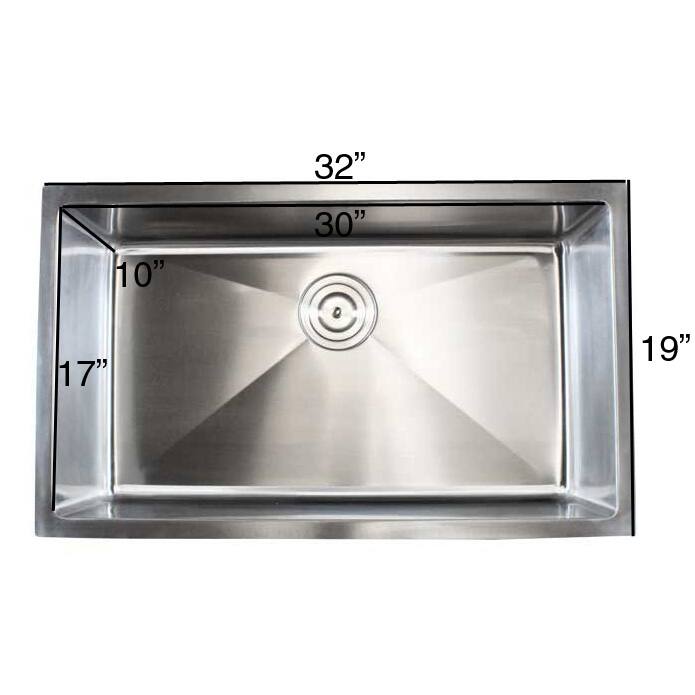 Stainless Steel Undermount Single Bowl 15mm Kitchen Sink - 32
