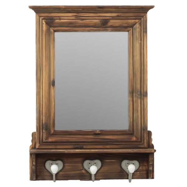Urban Trends Collection Dark Brown Wooden Wall Cabinet Mirror Urban Trends Collection Mirrors